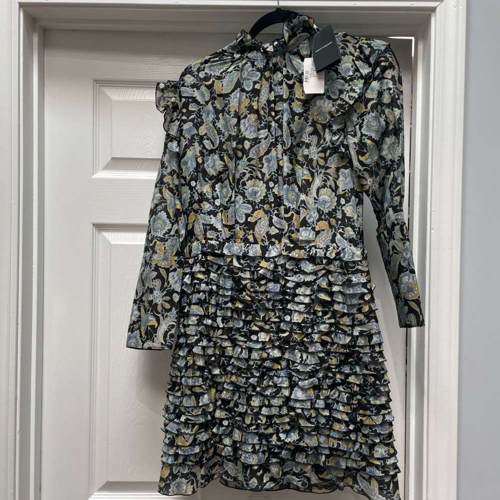 Robert Rodriguez silk/cotton L/S mini dress.